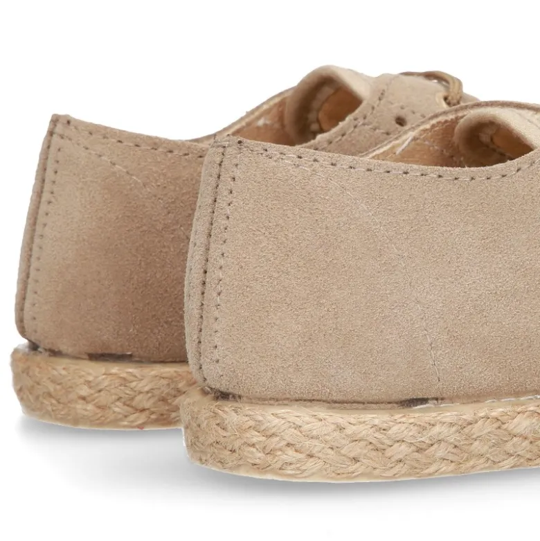 Zapato tipo Blucher en LINO combinado con SERRAJE con cordones y suela alpargata.
