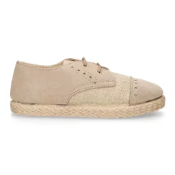 Zapato tipo Blucher en LINO combinado con SERRAJE con cordones y suela alpargata.